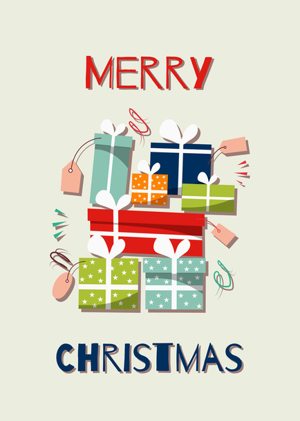 Merry christmas card with colorful boxes - Vektori, kuva