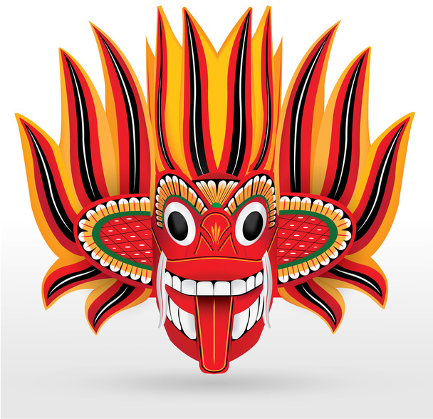 Вогонь маски - дерев'яні маски зі Шрі-Ланки - Вектор, зображення