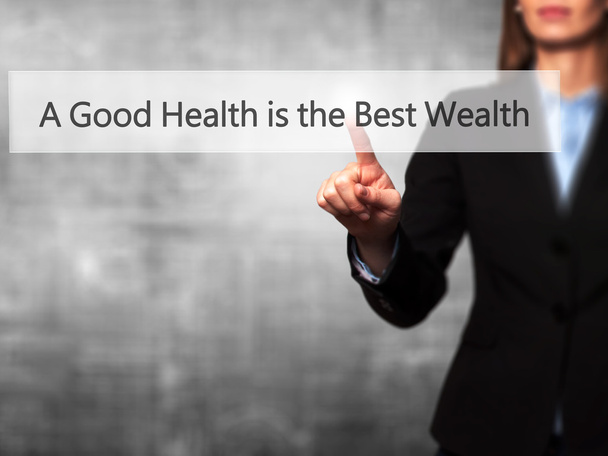 Dobré zdraví je nejlepší bohatství - izolované žena dotekem ruky - Fotografie, Obrázek