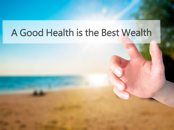 Хороше здоров'я - найкраще багатство - рука натискає кнопку на Блю
 - Фото, зображення