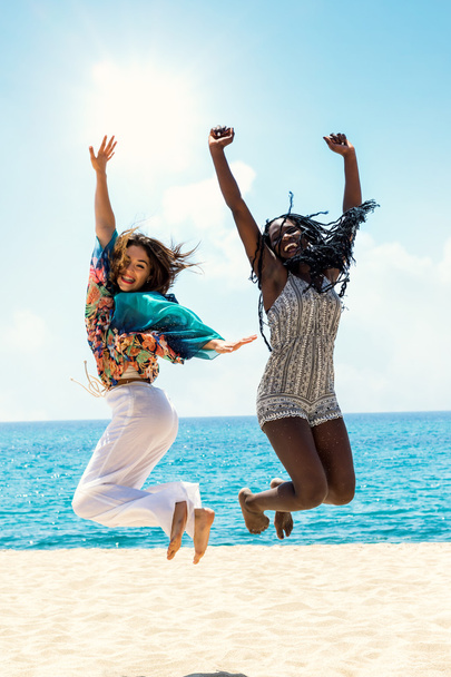 Diversity teens jumping on beach - Photo, Image