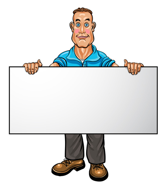 Smiling businessman holding a white blank banner - Vector, Image