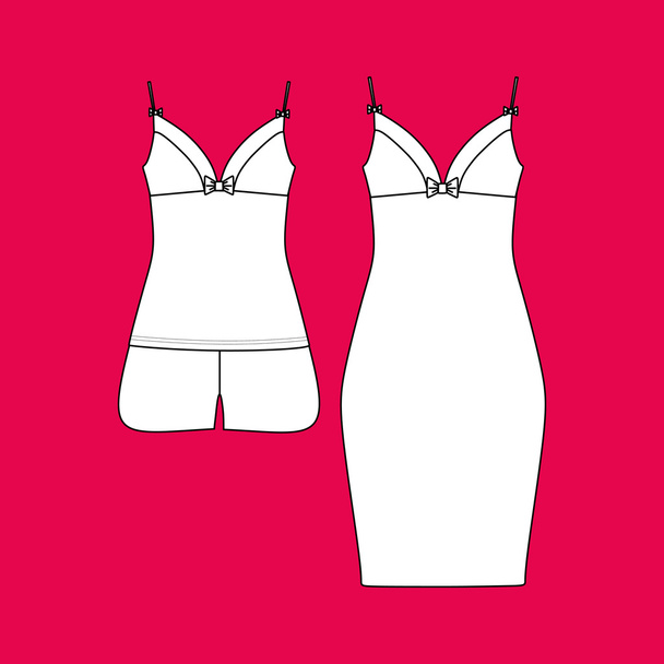 Women's homewear. pajamas jersey. shorts and top. clothes. - Vetor, Imagem
