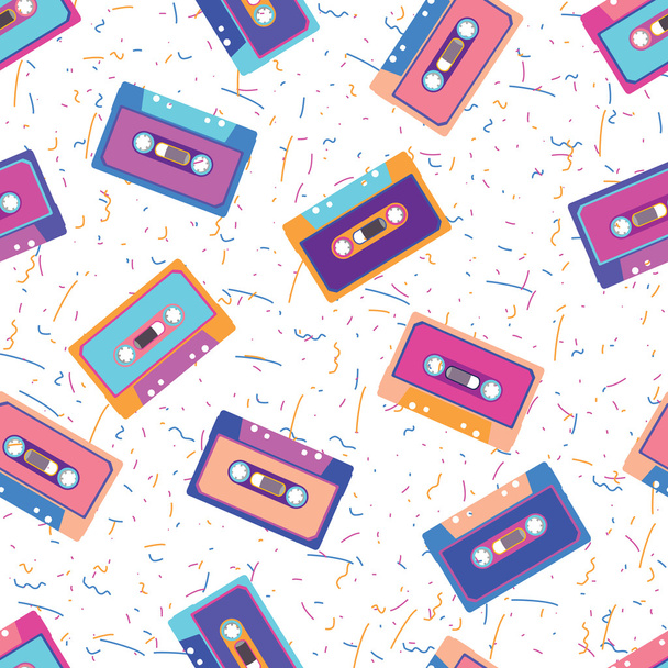 Retro cassettes in flat style.  - Vector, Image