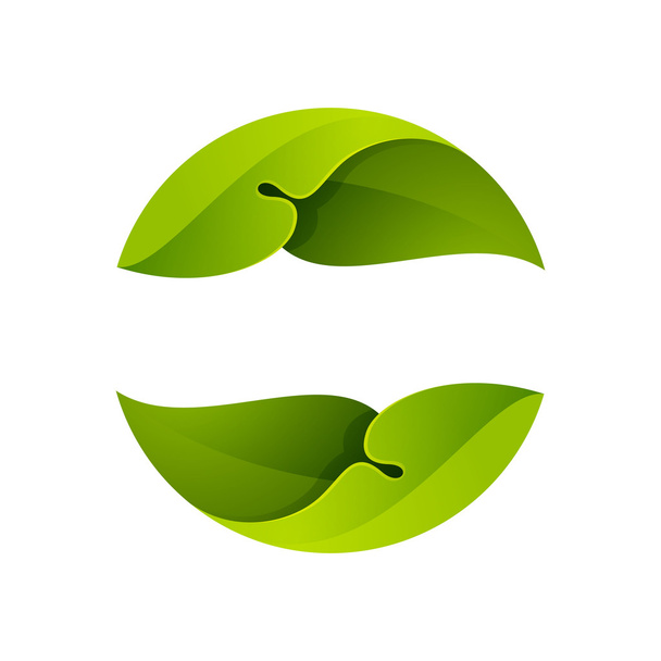 Green leaves icon. Ecology sphere logo. - Vettoriali, immagini