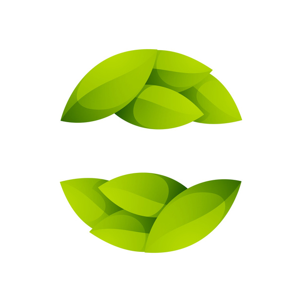 Green leaves icon. Ecology sphere logo. - Vektori, kuva