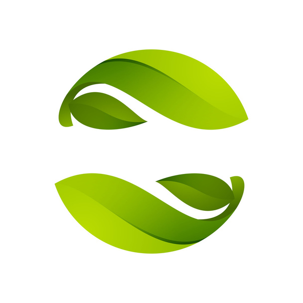Green leaves icon. Ecology sphere logo. - Vector, Image