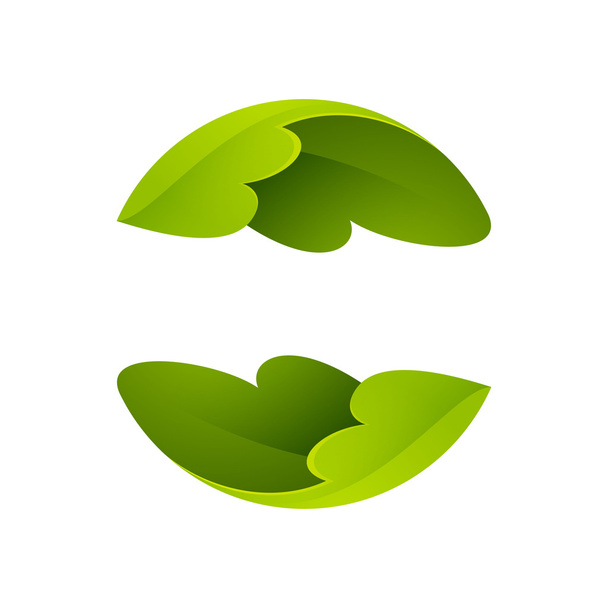 grüne Blätter Symbol. Ökologiekugel Logo. - Vektor, Bild