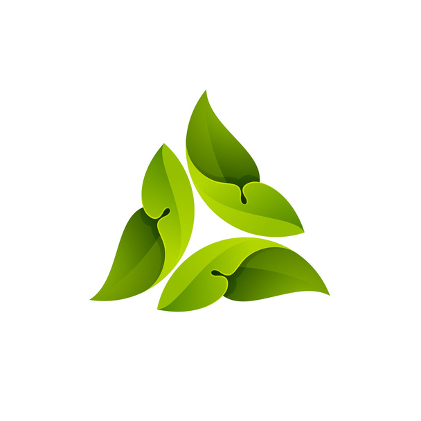 Green leaves in a swirl logo. - Vektor, kép