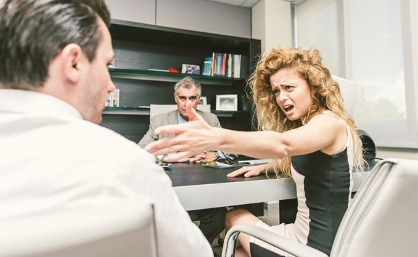 Couple divorce. Fighting in the lawyer office  - 写真・画像