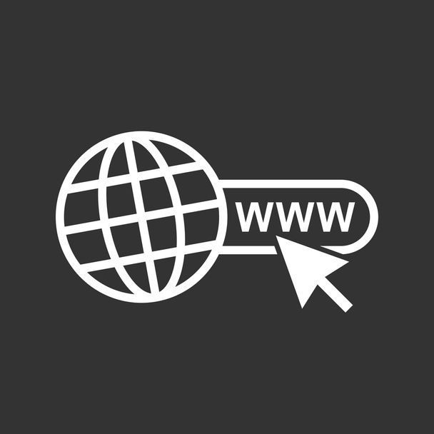 Go to web icon. Internet flat vector illustration for website on black background. - Vector, Image