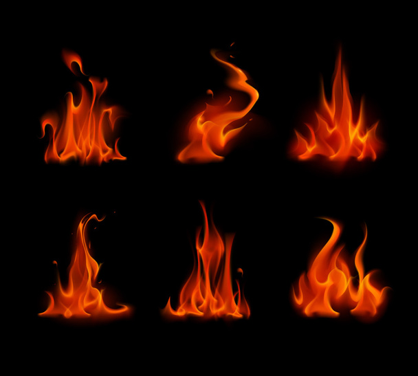 Vector Set of Different Red Scarlet Fire Bonfire Isolated
 - Вектор,изображение