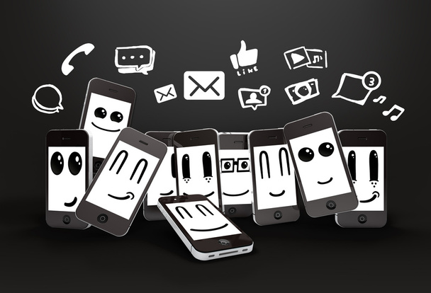 Telefone mit Social-Media-Symbolen - Foto, Bild