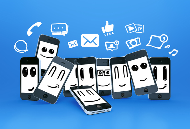 telefony z mediów społecznościowych ikony - Zdjęcie, obraz