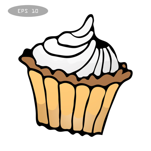 Sweet colorful cupcake vector illustration - Vector, Image