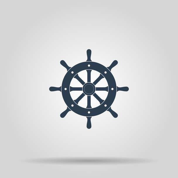 Hajó kormánykerék aláírás ikonra, vektoros illusztráció. - Vektor, kép