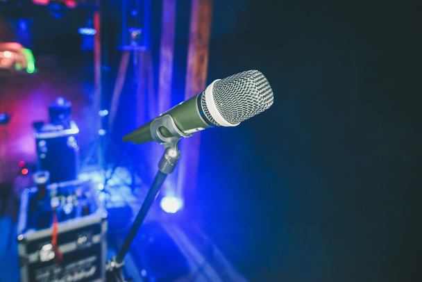 Microphone with blurred stage background - Photo, Image