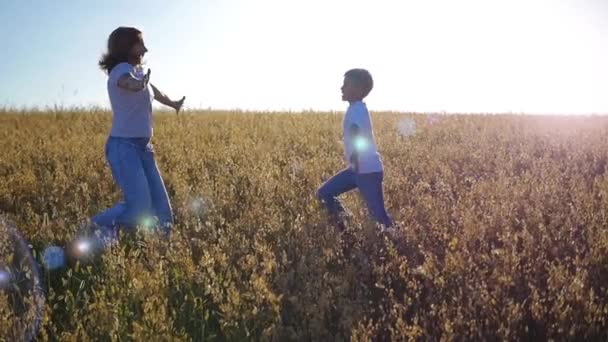 lány és a gyermek futnak egymás felé - Felvétel, videó