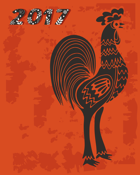 Rooster Symbol of New Year 2017 - Vetor, Imagem