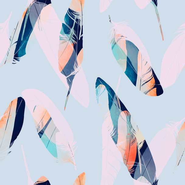 Bird feathers seamless pattern - Photo, Image