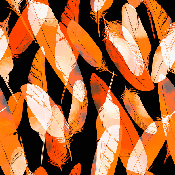 Bird feathers seamless pattern - Foto, Imagen