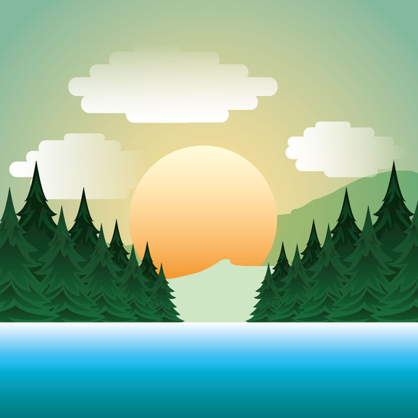 lesní krajina obrázek izolované ikona - Vektor, obrázek
