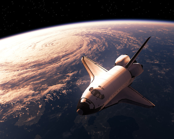 Ônibus espacial orbitando o planeta Terra - Foto, Imagem