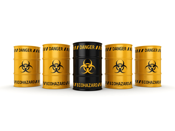 3D rendering biohazard barrels - Foto, afbeelding