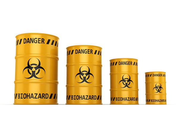3D rendering biohazard barrels - Foto, Bild