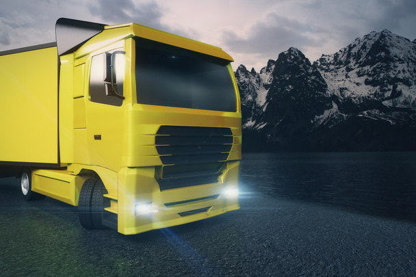 Жовтий вантажівка крупним планом
 - Фото, зображення