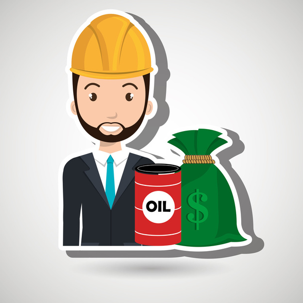 hombre barril petróleo dinero
 - Vector, Imagen
