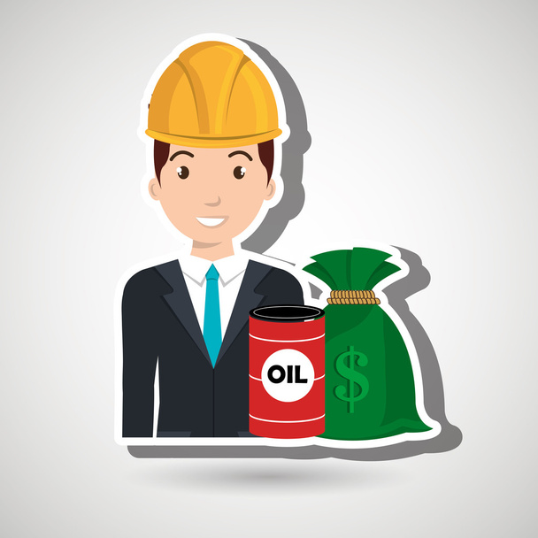 hombre barril petróleo dinero
 - Vector, Imagen