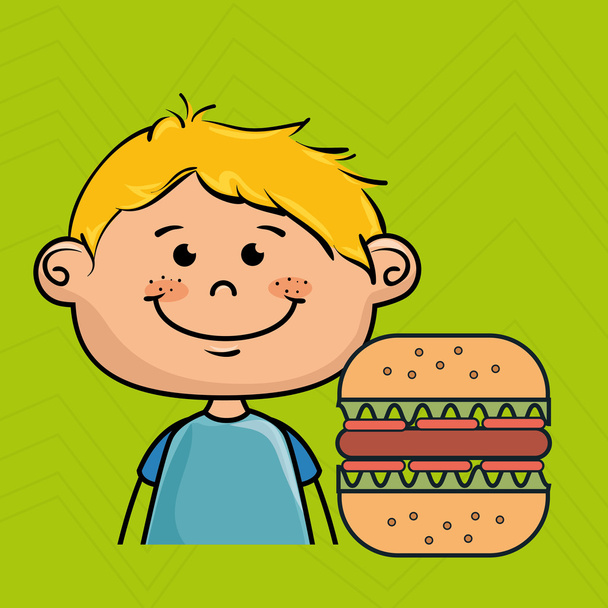 少年ハンバーガー ファーストフード - ベクター画像