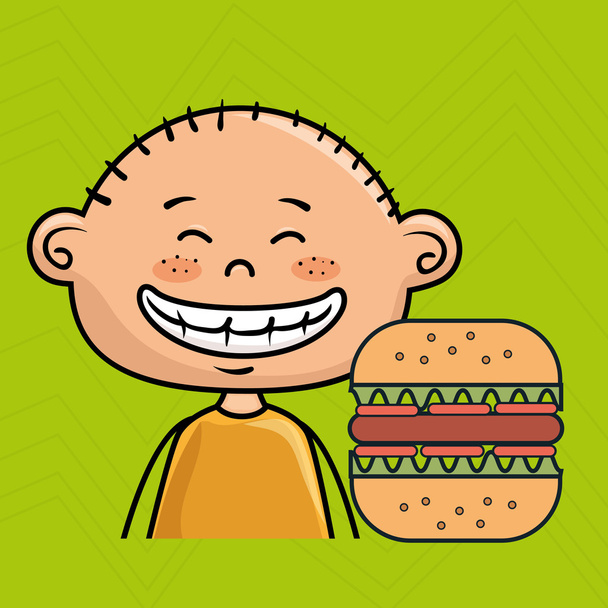 Boy burger fast food - Wektor, obraz