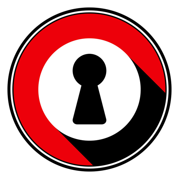 ícone de informação vermelho - buraco de fechadura branco
 - Vetor, Imagem