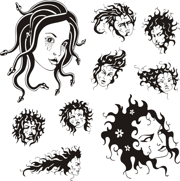 Medusa arcok - Vektor, kép