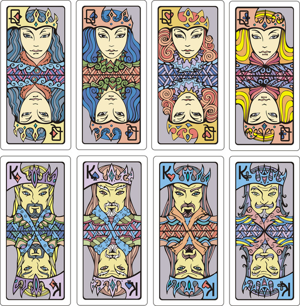 Королевы и короли игральных карт
 - Вектор,изображение