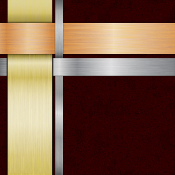 Template with metal ribbons - Vector, Image