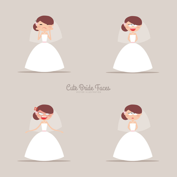 Cute Bride Expression Faces - Vektor, kép