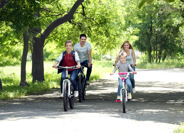 Happy family on bike ride in park - Fotografie, Obrázek