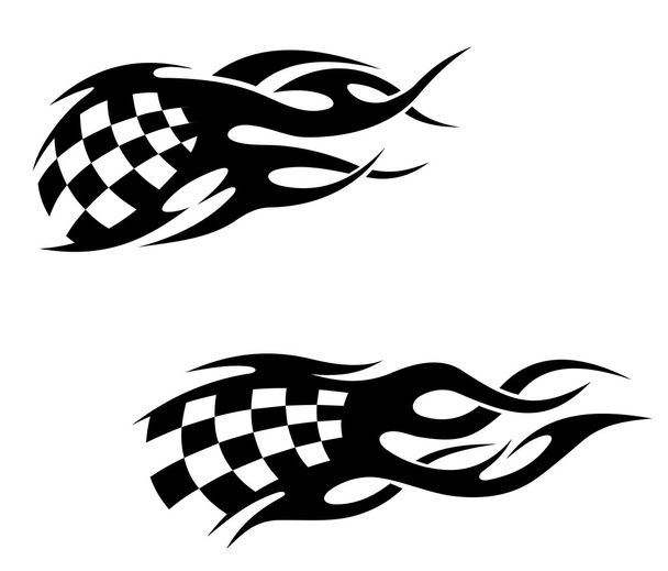 Tribal tattoos with checkuered flag - Vector, Image