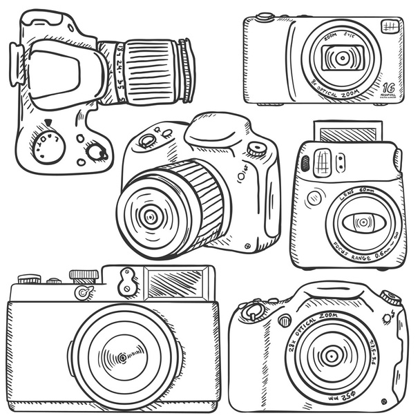 Set of Sketch Cameras - Vektori, kuva