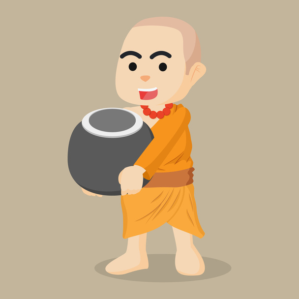 monk holding alms bowl illustration design - Vector, Image