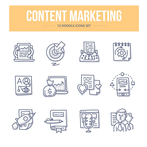 Content Marketing Doodle Icons - Vector, Image