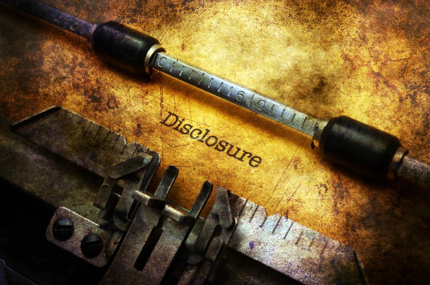 DIsclosure form on typewriter grunge concept - Photo, Image
