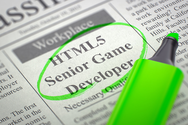 HTML5 Senior Game Developer Job Vacancy. - Photo, Image