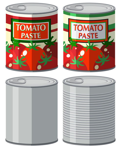 Aluminum can with and without label - Vector, Image