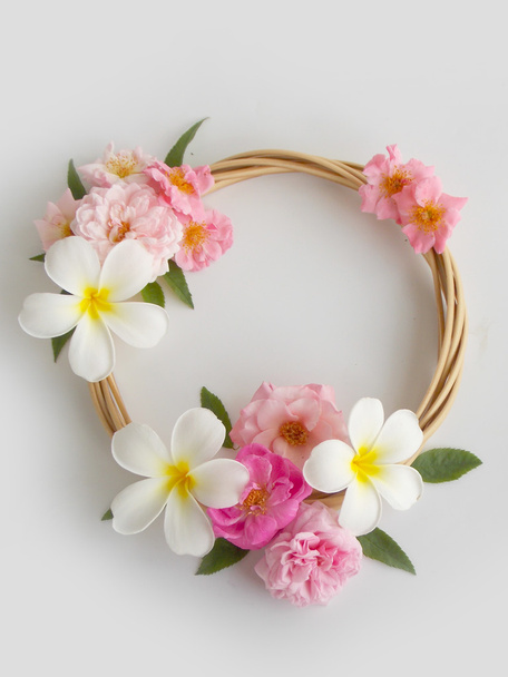 Beautiful tropical frangipani flower on white background - Photo, Image
