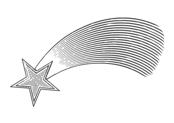 Ilustracja wektorowa shooting Star w stylu grawerowane - Wektor, obraz
