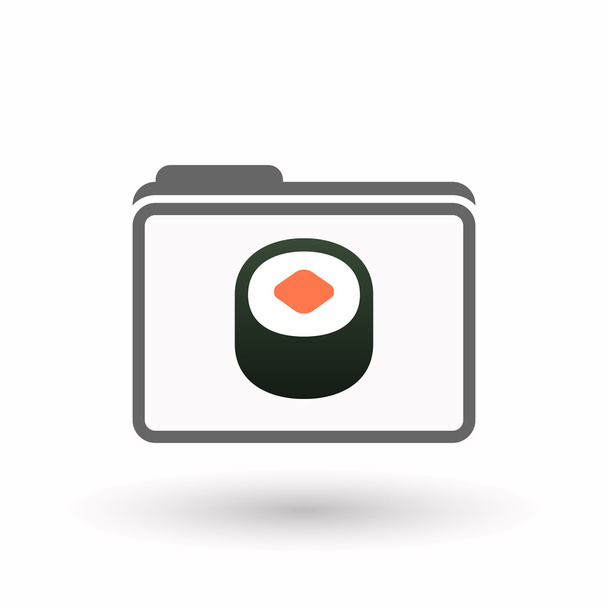 Isolé ligne icône de dossier d'art avec une pièce de maki sushi
 - Vecteur, image
